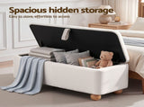 Artiss Storage Ottoman Hidden Bench Velvet Blanket Box Beige 97cm OTM-VEL01-BALL-WH