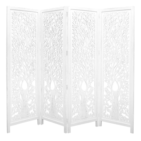 Life Dig 4 Panel Room Divider Screen Privacy Shoji Timber Wood Stand - White V315-VO-VAR80-WHT