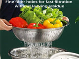 Fast Prep Slicer Bowl, 3-In-1 Stainless Steel Grater Bowls, 3 In 1 Multipurpose Drain Basket Grater V1366-AZ2-W-10994
