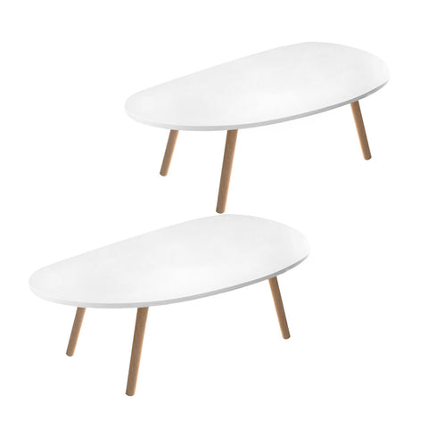 SOGA 2X 80x40cm White Living Room Nordic Coffee Table Simple Modern Home Style TABLETEA11X2