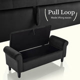 Storage Ottoman Stool Arm Bench Seat 132cm Velvet BLACK V274-FT-GQ298-BK