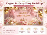 Birthday Party Backdrop and Rechargeable LED Candle Set - 180x115 cm Printed with a pattern of V888-ELOSUNG53489