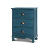 Artiss Bedside Table 3 Drawers Vintage - THYME Blue ST-CAB-B-VIN3D-BU