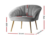 Artiss Armchair Velvet Grey Eloise UPHO-C-ARM-5107-GY