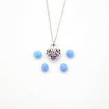Gift Box - Heart Lock White Gold Aroma Necklace Purify Oil Blend V760-GBAJ - 36