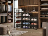 CARLA HOME 12-Pack Clear Shoe Storage Boxes - Stackable - Black - Shoe Box Storage V178-36399