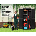 Gardeon Outdoor Storage Cabinet Box 173cm Lockable Cupboard Sheds Garage Adjustable Black OSC-CABI-H1D-BK