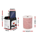 Giantz Fence Energiser 8KM Solar Powered Electric 500M Poly Wire Insulator SFC-FIK-WIRE-8KM-N