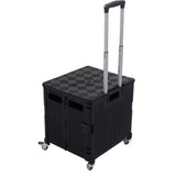 Collapsible Utility Rolling Crate Swivel Casters PP Strong with Telescopic Handle Lid Storage V1294-YM0901-3117230195711