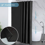 Anti Mildew Black Polyester Shower Curtain with Hooks, 260 x 200 cm V1188-MS-527-095