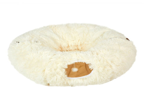 Pawz Cat Tunnel Foldable Fluffy Plush Play Tube Beige PT1257-BG_NZ