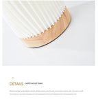 Unique Pleated Design Table Lamp - 3D Printed Washable Shade, Wooden Base, Adjustable LED V888-ELOSUNG26979