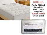 1000GSM Luxe Fully Fitted Mattress Topper 10cm thick with Fitted Skirt Double V442-ATX-MATTRESST-1000GSMLUXE-WHITE-DS