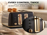 Morphy Richards Ascend Soft Gold Kettle Toaster Set 1.5L Electric Jug & 4-Slice Toaster Satin B MRAC-KTTS-BK
