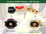 Propane Refill Adapter 20lb to 1lb Camping, 90 Degree Upgrade Propane Tank Adapter 20lb to 1lb V1259-DP01-A-4102
