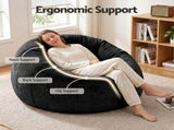 Artiss Bean Bag Chair Cover Soft Faux Fur Beanbag Cover Large Round Stuffed Animal BD-COVER-ROUND-BK