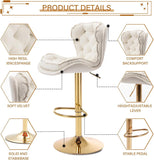 SERENIT Swivel Bars Set of 2 Counter Height Barstools with Back Velvet Upholstered Adjustable V255-GP2210R-IVORY