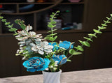 Blue DIY 3D Wooden Flower Bouquet Puzzle Set with Vase - Craft Kit for Kids and Adults V888-ELOSUNG33043