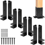8 Pcs Black Deck Post Anchor Brackets, Reversible Wood Fence Base Kit for Pergola Railing V1237-MS-724-086