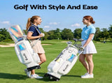 Everfit Golf Cart Bag Rolling Buggy Club Organiser Synthetic Leather White GOLF-B-BAG-CART-WH