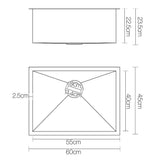 Cefito Kitchen Sink 60X45CM Stainless Steel Basin Single Bowl Black SINK-BLACK-NEW6045