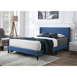 Samson Double Bed Winged Headboard Fabric Upholstered - Blue V315-VOB-SAMS-01