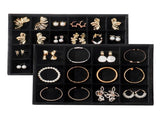 Large Velvet Jewelry Tray Display Drawer Inserts 2 Pack Stackable Jewelry Organizer for Earring V1107-107-85017-BEG1
