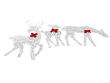 3 Piece Lighted Christmas Deer Family Set Outdoor Yard Decoration with LED Lights Red Bows Mother V1294-YM0710-3111230254211