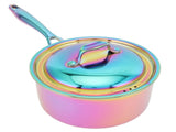 Stainless Steel Thickened Milk Pot with Lid Compound 3Layer Bottom Complementary Food PotColorful V1294-YM0901-3118210121512