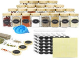CARLA HOME 24 Glass Spice Jars with Bamboo Lids, Shaker Tops, 180 Spice Labels, White Pen & Funnel LSB-36269