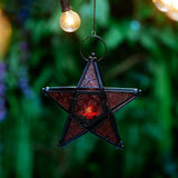 Glass Star Lantern Hanging Ornaments - Tea Light Lantern Window Hangings Patio Balcony Living Room V1258-DP02-F-796