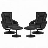 Artiss 2X Recliner Chair Ottoman Heated Massage Black RECLINER-A14-PU-BKX2