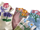 Women Mid Tube Socks Tulip Flower Pattern Cotton Socks Ladies Deodorant Sweat Absorption Socks Mixed V1294-YM0718-3117220206011