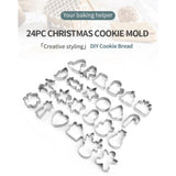 24PCS Christmas Cookie Cutters Set, Stainless Steel Holiday Cookie Cutters with Snowman, Snowflake, V1369-AZ3-W-16944