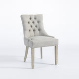 Coaster 2X Dining Chair Light Grey Linen White Wash Legs V43-DC-COSTR