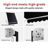 Retractable Fixed Pivot Arm Window Awning Patio Garden Blinds 2.4m x 2.1m Black V63-842711