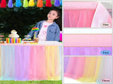 2 Pack 6ft Rainbow Table Skirt for Birthday Party Tulle Table Skirt for Baby Shower Girl Boy Gender V1370-AZ4-01561