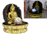 Resin Water Fountain Ornaments Meditating Buddha Statue LED Lighted Tabletop Fountain Home V1294-YM0901-3111200176212
