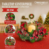 Christabelle 26cm Christmas Centrepiece Lush Green Decor Berries & Baubles 112_GUE513
