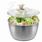 Stainless Steel Salad Lettuce Spinner Lid, Basin, Drain Frame and Non-Slip Base,Compact Manual V1192-AZ-W-20792