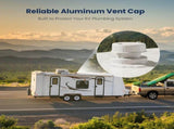 RV Plumbing Vent Cap - Aluminum Trailer Roof Pipe Vent Cover - Weatherproof Durable Replacement for V1259-RVVENT-01-BLK-2PK