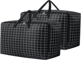 75L Large Storage Bags 2 Pcs Clothes Storage Bags with Zips Heavy Duty Oxford Cloth Moving Bags V1259-DP01-A-2895