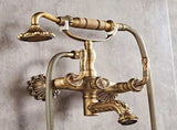 Clawfoot Bathtub Faucet with Handheld Shower 2-Function Wall-Mounted Tub Faucet Set, Dual Cross V1107-113-90096-BRO-A