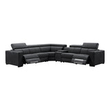 Washington Genuine Leather 6 Seater Corner Sofa With 2 Electric Recliners And Reversible Console V43-SOF-WSHTN-BL