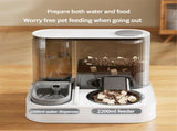 Automatic Pet Feeder and Water Bowl - 2-in-1 Yellow Stainless Steel Bowl Cat Feeding Station V888-ELOSUNG18313