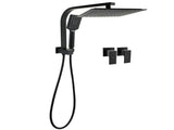 WELS Matt Black 10" Rain Shower Head 3 Mode Handheld Gooseneck Arm Diverter 2in1 Set Taps V1233-HS002M4CBSS1001BA702BCPF0272BK