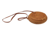 Handwoven Round Rattan Bag Tropical Beach Style Woven Shoulder Rattan Bag with Leather Strap 20cm V1294-YM0706-3117230158012