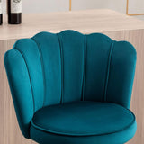 SERENIT Swivel Bar Stools Bar Height Set of 2 Adjustable Upholstered Counter Barstool Velvet Bar V255-SP2311-TEAL_BLUE