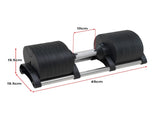 Powertrain Eon Dial Up 90KG Adjustable Dumbbells Pair with Stand - Black DMB-B14-045-2-STD