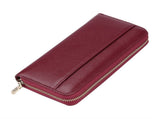 Wine Red Premium Genuine Leather RFID Blocking Long Wallet - Unisex Multi-Card Organizer Clutch with V888-ELOSUNG27839